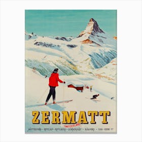 Zermatt Vintage Ski Poster Canvas Print