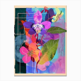 Forget Me Not 2 Neon Flower Collage Canvas Print