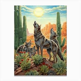 Wolf Pack Desert 2 Canvas Print