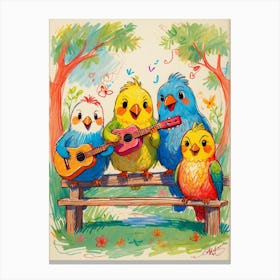 Parrots Playing Music Canvas Print