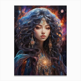 Beautiful Girl In Space Canvas Print