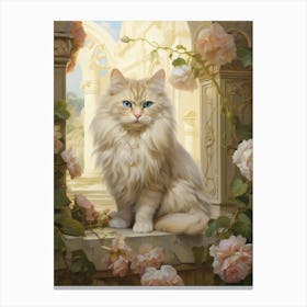 Cat Rococo Style In A Courtyeard 2 Canvas Print