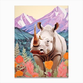 Pencil Style Illustration Of Colourful Rhino 5 Canvas Print