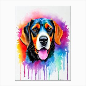 Black And Tan Coonhound Rainbow Oil Painting dog Canvas Print