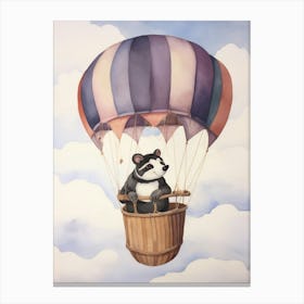 Baby Badger 2 In A Hot Air Balloon Canvas Print