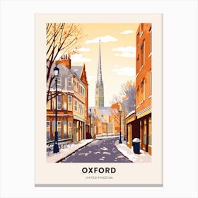Vintage Winter Travel Poster Oxford United Kingdom 2 Canvas Print