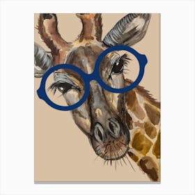 Giraffe wearing blue glasses watercolour illustration Lienzo