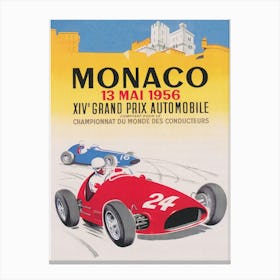 Monaco Grand Prix Automobile Vintage Poster Canvas Print
