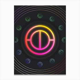 Neon Geometric Glyph in Pink and Yellow Circle Array on Black n.0263 Canvas Print