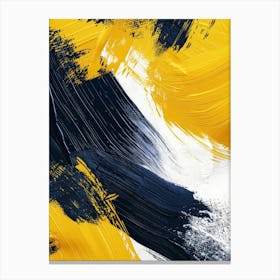 Abstract Yellow And Black Brush Strokes Canvas Print