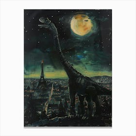 Dinosaur Paris Landscape Painting Canvas Print