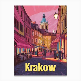 Aihrgdesign A 1970s Inspired Travel Poster For Krakow 2 Canvas Print