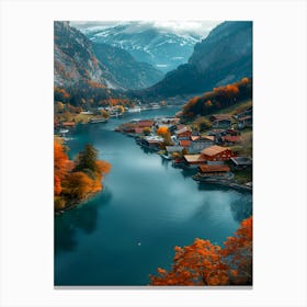 Autumn Village In Switzerland Canvas Print