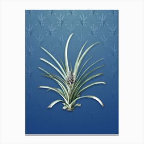 Vintage Pineapple Botanical on Bahama Blue Pattern n.2011 Canvas Print