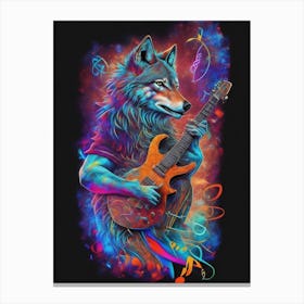 Wolf Playing Guitar Canvas Print