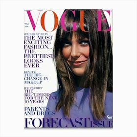 1970 Vogue Logo In Pink And Orange Model Actress Jane Birkin Canvas Print