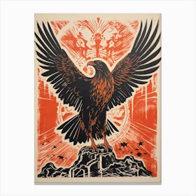 Eagle, Woodblock Animal  Drawing 1 Canvas Print