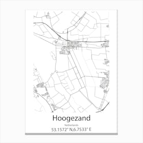 Hoogezand,Netherlands Minimalist Map Canvas Print