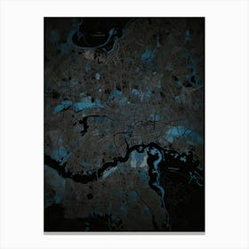 Default London Black Blue Map Art 1 (1) Canvas Print