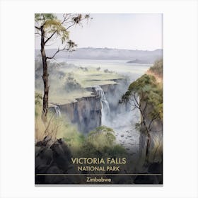 Victoria Falls National Park Zimbabwe Watercolour 1 Canvas Print