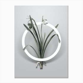 Vintage Summer Snowflake Minimalist Flower Geometric Circle on Soft Gray n.0209 Canvas Print