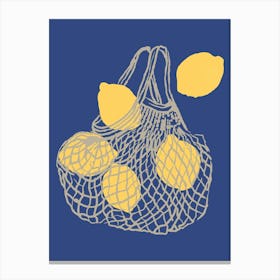 Food Illustration Lemons Grocery Bag Preppy Contemporary Kitchen Canvas Print