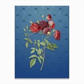 Vintage Ternaux Rose Bloom Botanical on Bahama Blue Pattern n.2595 Canvas Print