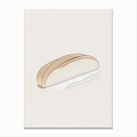 Ciabatta Bread Bakery Product Minimalist Line Drawing Canvas Print