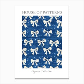 White And Blue Bows 6 Pattern Poster Canvas Print
