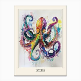 Octopus Colourful Watercolour 1 Poster Canvas Print