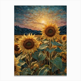 Sunflowers At Sunset 1 Canvas Print