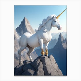 Unicorn On Top Of Mountain Canvas Print