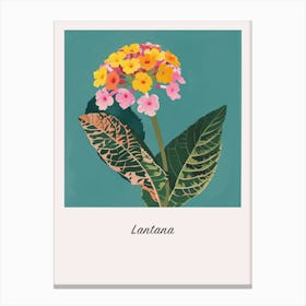 Lantana Square Flower Illustration Poster Canvas Print