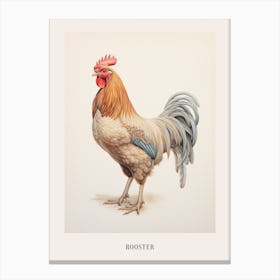 Vintage Bird Drawing Rooster 1 Poster Canvas Print