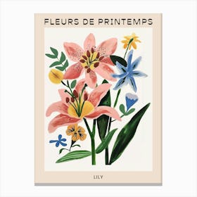 Spring Floral French Poster  Lily 2 Canvas Print