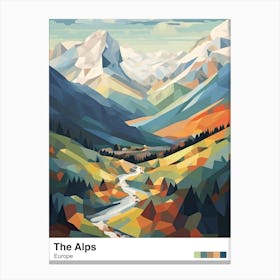 The Alps   Geometric Vector Illustration 6 Poster Canvas Print