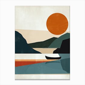 Boat In The Water, Scandinavian Simplicity Canvas Print