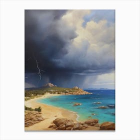 Lightning Over The Beach.10 Canvas Print