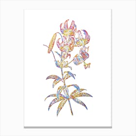 Stained Glass Turban Lily Mosaic Botanical Illustration on White n.0240 Canvas Print