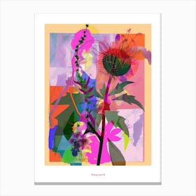 Amaranth 3 Neon Flower Collage Poster Canvas Print