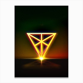Neon Geometric Glyph in Watermelon Green and Red on Black n.0297 Canvas Print