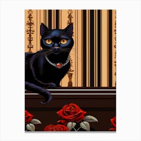 Victorian Black Cat 1, Black Cat Collection Canvas Print