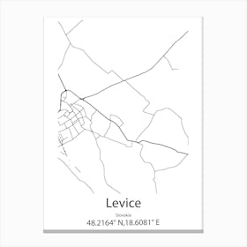 Levice,Slovakia Minimalist Map Canvas Print