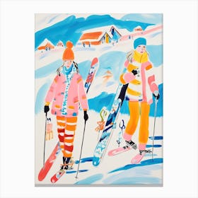 Lech Zurs Am Arlberg   Austria, Ski Resort Illustration 2 Canvas Print