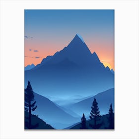 Misty Mountains Vertical Composition In Blue Tone 24 Canvas Print