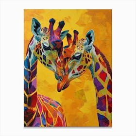 Pair Of Giraffe Colourful 4 Canvas Print
