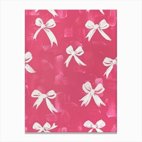 Pink And White Bows 2 Pattern Canvas Print