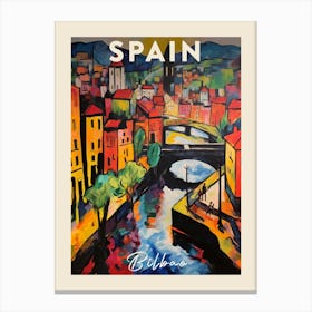 Bilbao Spain 2 Fauvist Painting  Travel Poster Canvas Print