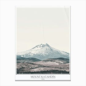 Mount Katahdin Usa Color Line Drawing 8 Poster Canvas Print