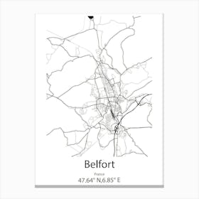 Belfort,France Minimalist Map Canvas Print